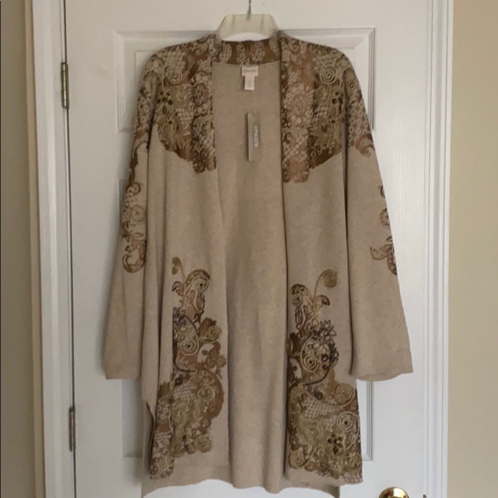 Chico’s Cardigan Beige Sweater Size 3